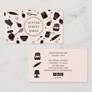 Carte De Visite Cute boulangerie Chef pâtisserie Ustensiles de cui