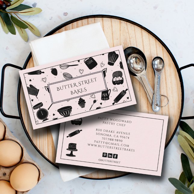 Carte De Visite Cute boulangerie Chef pâtisserie Ustensiles de cui (Créateur téléchargé)
