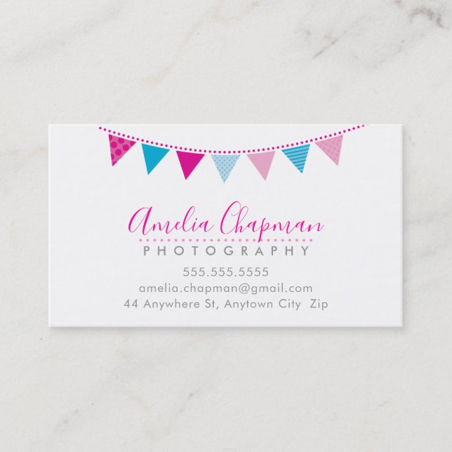 Carte De Visite CUTE BRIGHT BUNING audacieuse fête rose aqua bleu (Devant)