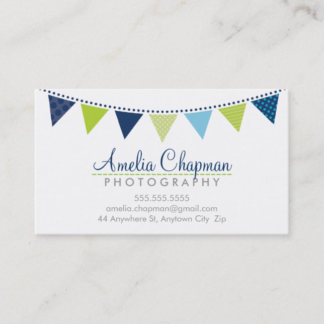 Carte De Visite CUTE BRIGHT BUNTING audacieux parti marine bleu ch (Devant)