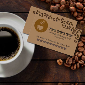 Carte De Visite Cute Café Bean Shop Punch