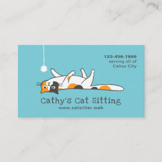 Carte De Visite Cute Calico Kitty Chat | Assis pour animaux | Prot
