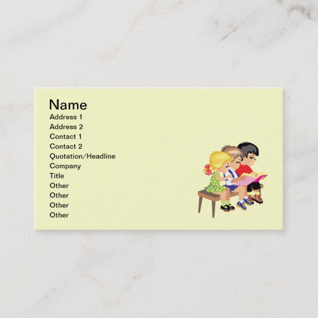 Carte De Visite Cute caricature Enfants Enseignement préscolaire (Devant)