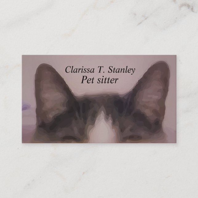 Carte De Visite Cute Cat Oreilles Arrière - plan Animaux de compag (Devant)
