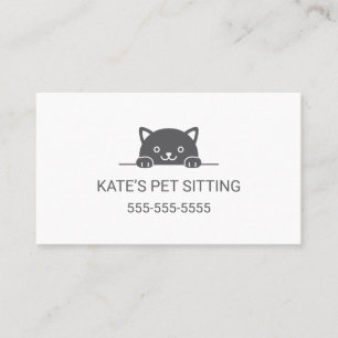 Carte De Visite Cute Chat Noir Peeking Animaux domestiques Service