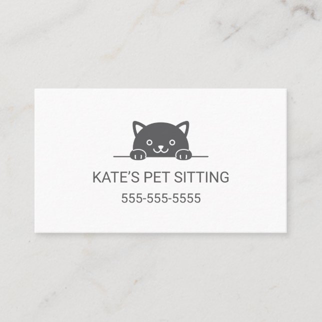 Carte De Visite Cute Chat Noir Peeking Animaux domestiques Service (Devant)
