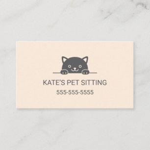 Carte De Visite Cute Chat Noir Peeking Service De Séjour Pour Anim