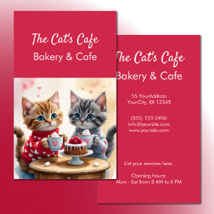 Carte De Visite Cute chatons boissons chaudes cake boulangerie caf