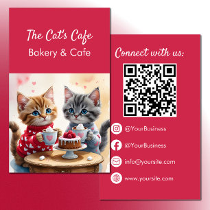 Carte De Visite Cute chatons boissons chaudes cake boulangerie caf