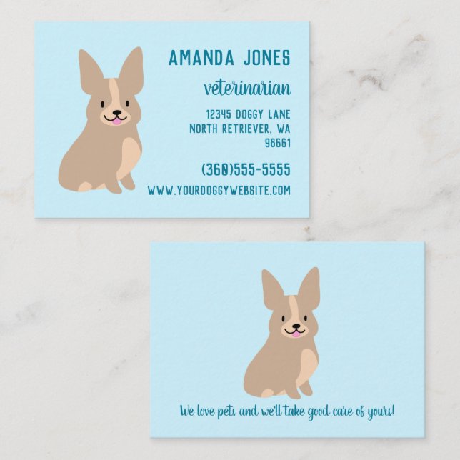 Carte de visite Cute Corgi (Devant / Derrière)