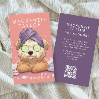 Carte De Visite Cute Dog Groomer Personalized Spa Style