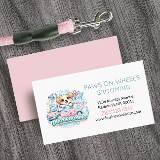Carte De Visite Cute Dog Mobile Pet Grooming Service 