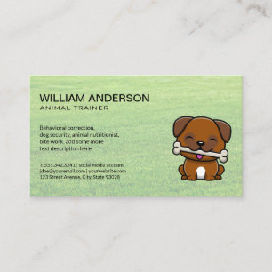 Carte De Visite Cute Doggie avec os   Herbe
