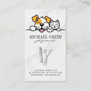 Carte De Visite Cute Doggy and Kitty   Outils Groomer
