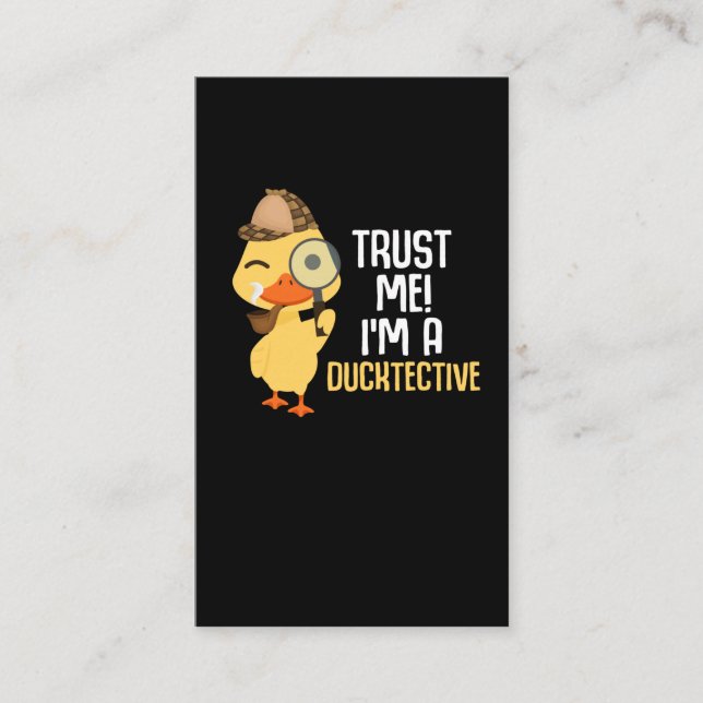 Carte De Visite Cute Duck Détective Animal Humour Duck Lover (Devant)