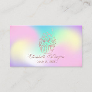 Carte De Visite Cute Elegant Cupcake, Douceur Boulangerie Holograp