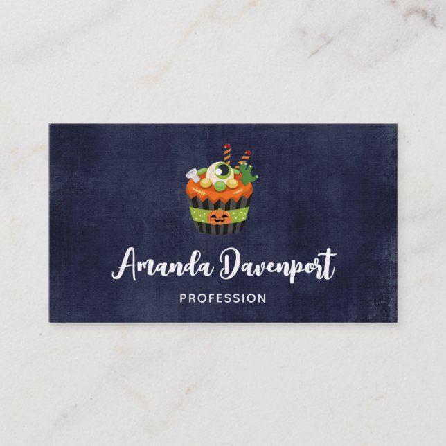 Carte De Visite Cute et Déplaisante Halloween Cupcake avec un Big  (Devant)