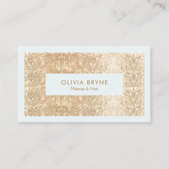 Carte De Visite Cute FAUX Gold Sequing Maquillage et cheveux (Devant)