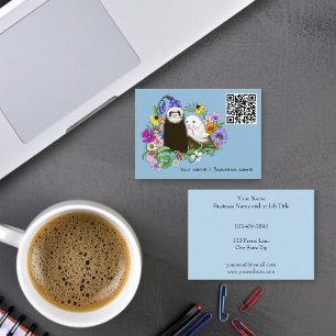 Carte De Visite Cute Ferrets Floral