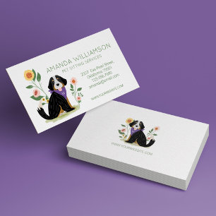 Carte De Visite Cute Floral Bernese Mountain Dog Services de soins