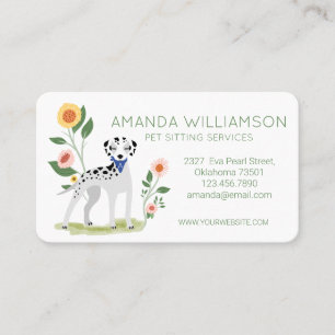 Carte De Visite Cute Floral Dalmatien Chien Services de soins pour