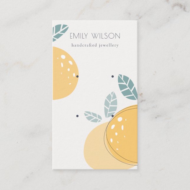 Carte De Visite Cute Fruit Citron Abstrait Écran d'oreille en gras (Devant)