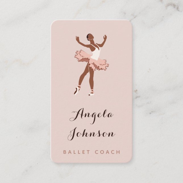 Carte De Visite Cute Girl Ballerina Illustration Dancing School (Devant)