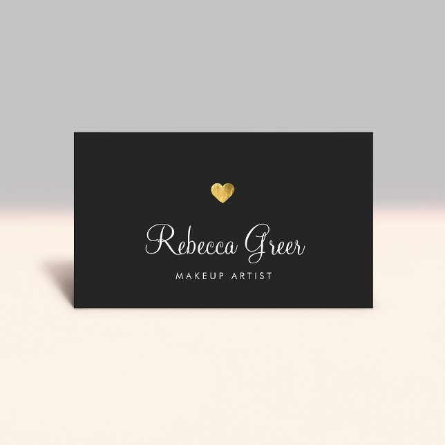 Carte De Visite Cute Gold Heart Black Beauty Consultant (Créateur téléchargé)