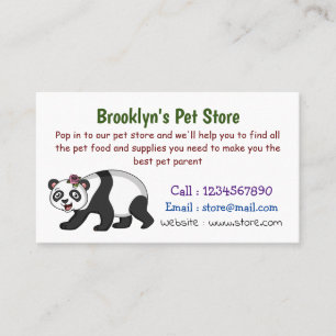 Carte De Visite Cute happy panda bear with flower cartoon