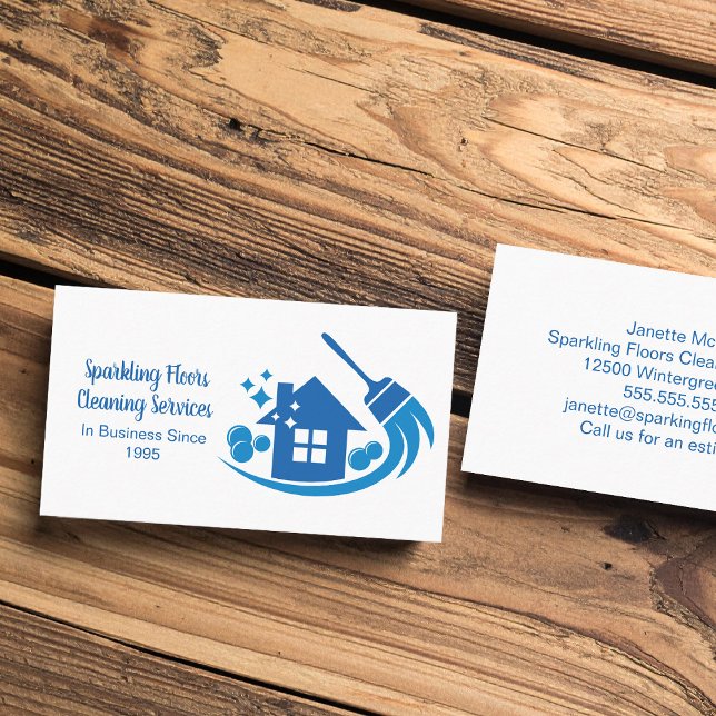 Carte De Visite Cute House Cleaning Services de femme de chambre b (Créateur téléchargé)