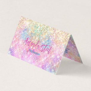 Carte De Visite Cute iridescente licorne or parties scintillant