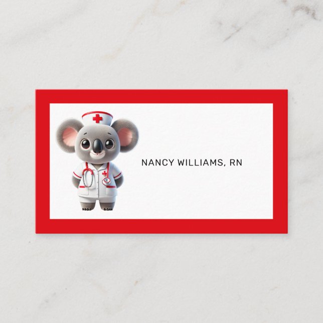 Carte De Visite Cute Koala infirmière de l'ours avec stéthoscope r (Devant)