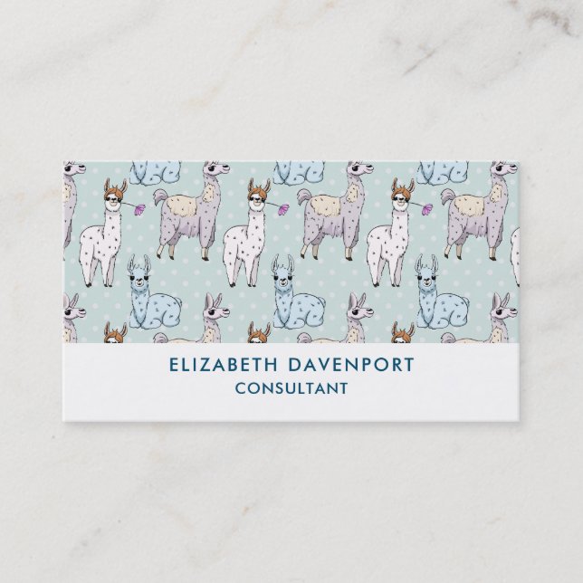 Carte De Visite Cute Llama Motif Pois (Devant)