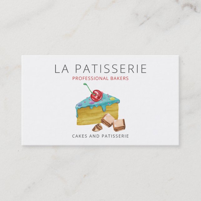 Carte De Visite Cute moderne Blue Cake boulangerie pâtisserie Chef (Devant)