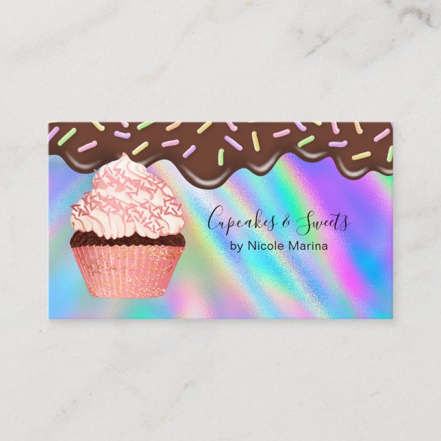Carte De Visite Cute moderne Chocolat Cupcake Sweets Boulangerie (Devant)