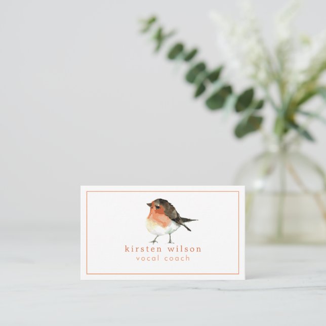 Carte De Visite Cute Orange Robin Redsein - Personnalisé (Debout devant)