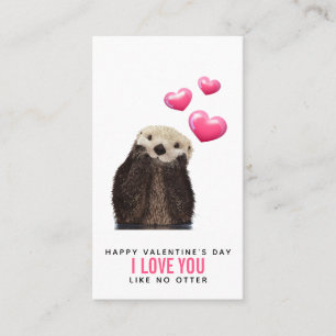 Carte De Visite Cute Otter with Hearts Valentine