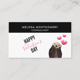 Carte De Visite Cute Otter with Hearts Valentine