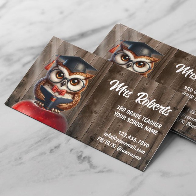 Carte De Visite Cute OWL dans les lunettes Tuteur Enseignant Barne (Créateur téléchargé)