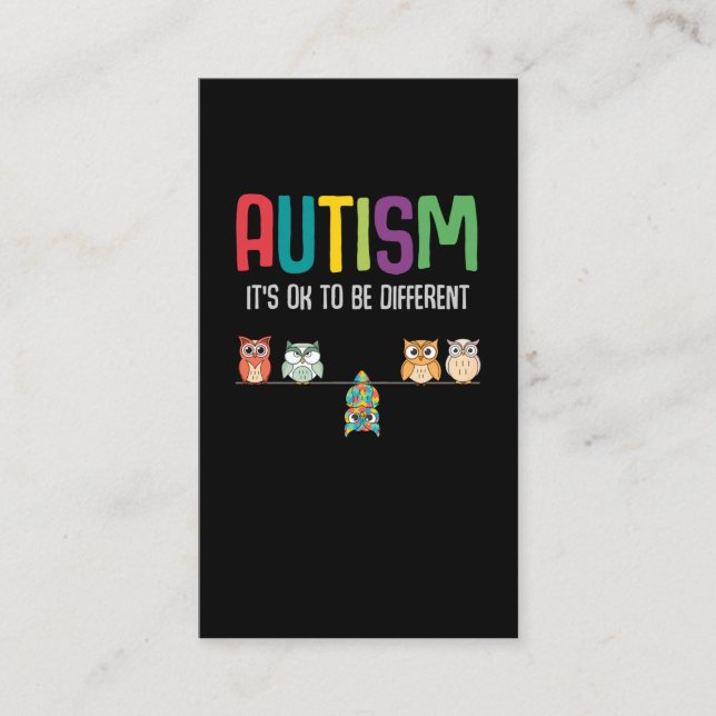 Carte De Visite Cute Owl Sensibilisation sur l'autisme Puzzle Auti (Devant)