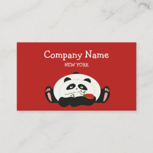 Carte De Visite Cute Panda , Caricature rouge