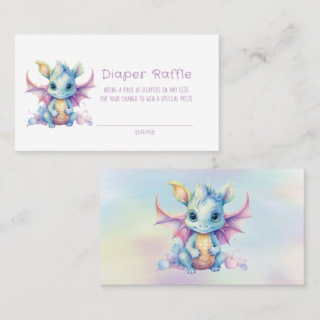 Carte De Visite Cute Pastel Dragon Girl Diaper Raffle (Devant / Derrière)