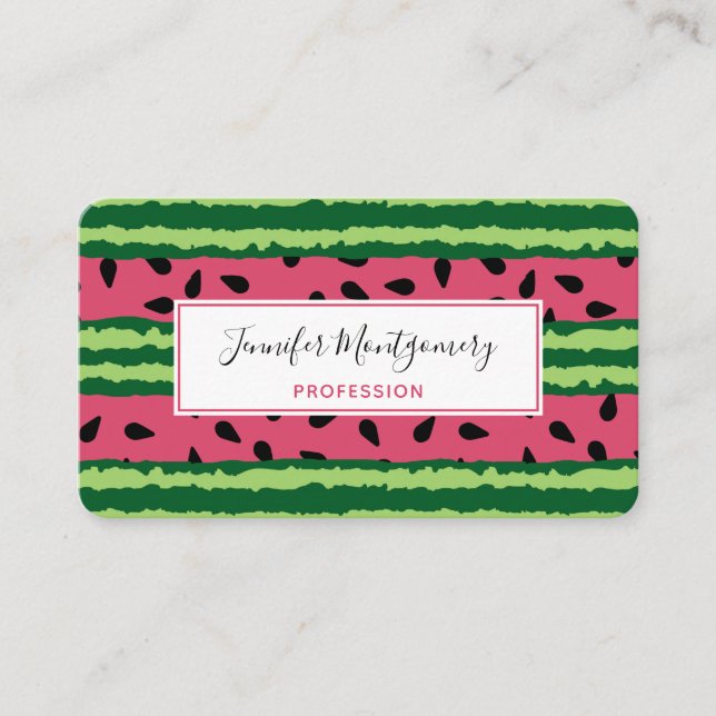 Carte De Visite Cute pastèque Motif rose et vert (Devant)