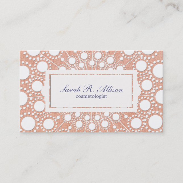 Carte De Visite Cute Peach Circle Motif Beauté Salon et Spa (Devant)