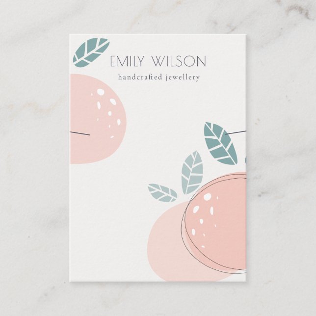 Carte De Visite Cute Peach Fruity Abstrait Gras Collier Affichage (Devant)