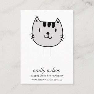 CARTE DE VISITE CUTE PET CAT GRAY TAG CARME D'AFFICHAGE MODÈLE