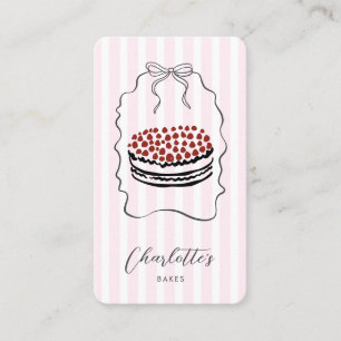 Carte De Visite Cute Pinstripe Rose Ruban Baker Chef pâtisserie Bu