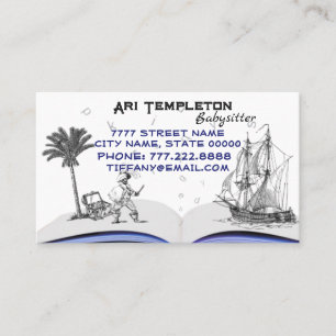 Carte De Visite Cute Pirate et Ship Babysitter Garde d'enfants