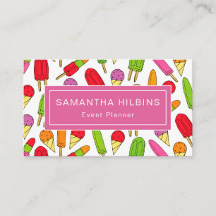Carte De Visite Cute Popsicle Motif Pink Event Planner