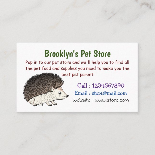 Carte De Visite Cute prickly hedgehog cartoon (Devant)